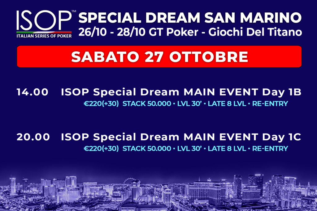 ISOP Special Dream San Marino Sabato 27 ottobre