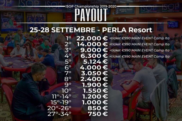 Main Event Day2 Ecco la payout 34 i premi POKER FACTOR TV poker